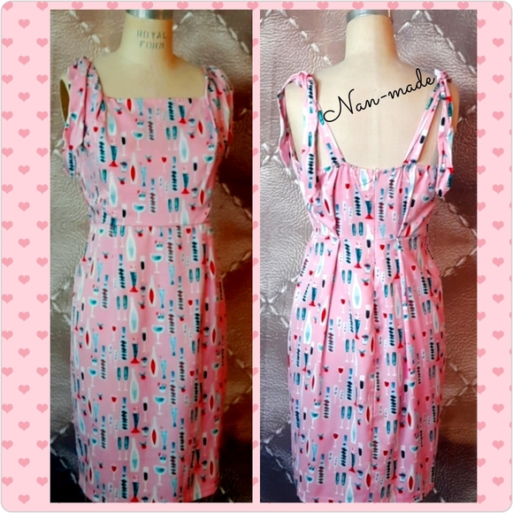 Nan-made Martini Print Retro Dress - Picture 1 of 6